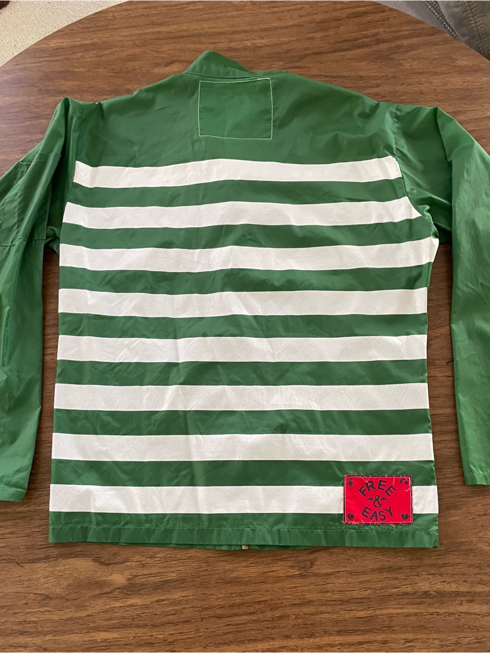 Lightweight Green & White Striped Shirt Jacket